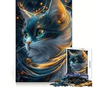 Mystical Cat Portrait Jigsaw Puzzles for Adults 1000 Pieces Mind Skill Toy Slow Enjoy Design Assembly Lovely Gift (50x75cm)
