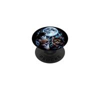 Mystical Cat Portrait Under Full Moon Lightning Sky PopSockets Adhesive PopGrip