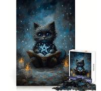 Mystical Cat Reading Spellbook 1000 Piece Jigsaw Puzzles for Teenagers Jigsaw Reason Skill Toy Shared Fun Tight Cut Wall Art Decor (38x26cm)