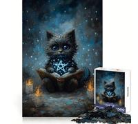 Mystical Cat Reading Spellbook 1000 Piece Jigsaw Puzzles for Teenagers Memory Gain Stress Free Design Assembly Heartfelt Gift (38x52cm)