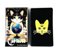 Mystical Cat Tarot Deck, 78 Cards, Celestial Feline Oracle Cards with Moon Phase Design, Fantasy Art Collection for Divination