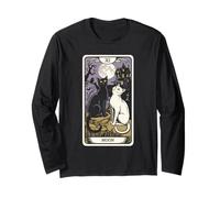 Mystical Cat Under Moon Tarot Style Long Sleeve T-Shirt