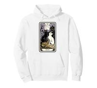 Mystical Cat Under Moon Tarot Style Pullover Hoodie