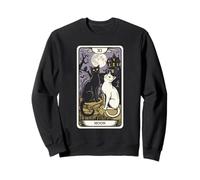 Mystical Cat Under Moon Tarot Style Sweatshirt