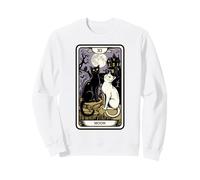 Mystical Cat Under Moon Tarot Style Sweatshirt
