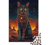 Mystical Cat Under Starry Sky 1000 Piece Jigsaw Puzzle Paper for Adults Desert Night View Puzzle Game for Family Home Decoration 70x50cm/1000pcs
