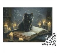 Mystical Cat Witch Book 1000 Piece Paper Jigsaw Puzzle for Adults Brain Training Cat Puzzle Educational Wall Decor 70x50cm/1000pcs