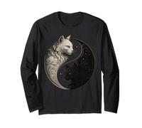 Mystical Cat Yin Yang Spiritual Balance Yoga Meditation Long Sleeve T-Shirt