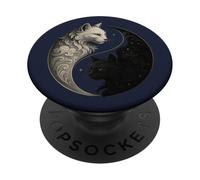 Mystical Cat Yin Yang Spiritual Balance Yoga Meditation PopSockets Adhesive PopGrip
