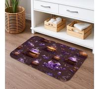 Mystical Cauldron Quick Dry Bath Mat, Violet Crystal Absorbent Non Slip Shower Mat, Autumn Memory Foam Washable Bath Rugs for Bathroom Decor 16x24 Inch