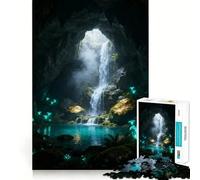 Mystical Cave Waterfall Adult Jigsaw Puzzles 1000 Pieces Mind Exercise Toy Calming Play Design Assembly Amazing Present (38x26cm)