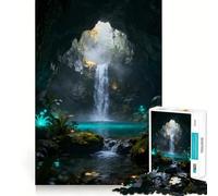 Mystical Cave Waterfall Hard Jigsaw Puzzle for Adults 1000 Pieces Strong Logic Toy Bonding Time Clear Edge (38x52cm)