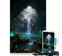 Mystical Cave Waterfall Jigsaw Puzzles for Adults 1000 Pieces Strong Logic Toy Calming Play Clear Edge Artistic Gift (50x75cm)