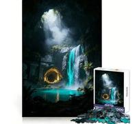 Mystical Cave Waterfall Oasis Jigsaw Puzzles for Adults 1000 Piece Logic Boost Toy Group Joy Premium Edge Bday Surprise (50x75cm)