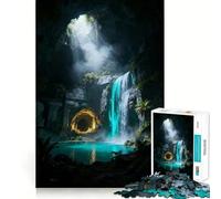 Mystical Cave Waterfall Oasis Jigsaw Puzzles for Adults 1000 Piece Logic Boost Toy Group Joy Premium Edge Bday Surprise (50x75cm)