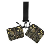 Mystical Celestial Goddess Figures Women's Wallets Card Cases Small Portable Change Purse Key Holder with Zipper Pocket for Ladies 2 Pcs