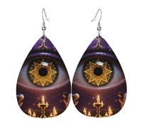Mystical Christianity Esoteric All Seeing Eye Spiritual Art Dangle Earrings Luxurious Teardrop Faux Leather Earrings Trendy Holiday Earring For Decoration Women Married