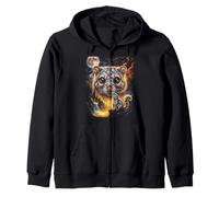 Mystical Cloud Rat Howling Full Moon Nature Art Zip Hoodie