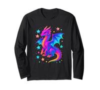 Mystical Colorful Dragon Starry Magic Illustration Long Sleeve T-Shirt