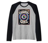 Mystical Cosmic Girl with Third, Eye Dreamy Vibes Raglan Baseball Tee