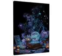 Mystical Cosmic Wall Art, Blue Violet Galaxy Globe Canvas Prints, Abstract Home Aesthetic Decor for Living Room, Bedroom, Office, Wrapped Canvas 16x20 Inch