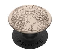 Mystical Cottagecore Cat Moon Mushroom Witchy Forest PopSockets Adhesive PopGrip
