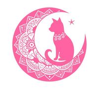 Mystical Crescent Moon Fine Carving Stickers 54.6x54.6cm Waterproof Pink