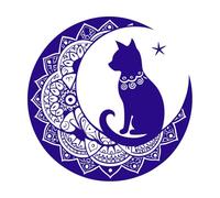 Mystical Crescent Moon Fine Carving Stickers 67.2x67.2cm Store Decoration DarkBlue
