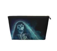 Mystical Dead Skull Prints PVC Leather Travel Toiletry Bag with Gold Zippers, Waterproof Cosmetic Organiser for Makeup, Toiletries & Essentials