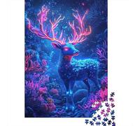 Mystical Deer 1000 Piece Jigsaw Puzzle Paper Material Dream Forest Night Scene Jigsaw Puzzle for Adults Relaxing Focus Family Decor Gift 52x38cm/1000pcs