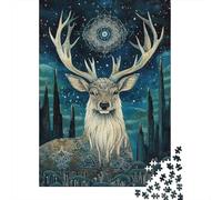 Mystical Deer Art 1000 Piece Thick Cardboard Diy Jigsaw Puzzle Family Lovers Fun Challenge Beautiful Decoration 70x50cm/1000pcs