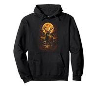 Mystical Deer Buck Spirit Animal Full Moon Nature Pullover Hoodie