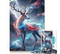 Mystical Deer Neon Lights for Adults 1000 Piece Jigsaw Puzzle Thought Toy Anxiety Relief Precise Edge Thoughtful Gift (38x26cm)