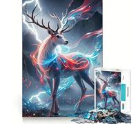 Mystical Deer Neon Lights for Adults 1000 Piece Jigsaw Puzzle Thought Toy Anxiety Relief Precise Edge Thoughtful Gift (50x75cm)