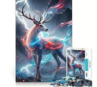 Mystical Deer Neon Lights Jigsaw Puzzles for Teenagers 1000 Pieces Think Toy Soothing Fun Clean Cut Art Collectible (38x52cm)
