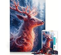 Mystical Deer Portrait in Winter Forest Hard Jigsaw Puzzle for Adults 1000 Pieces Strong Logic Toy Bonding Time Clear Edge (38x26cm)