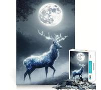 Mystical Deer Under Moonlight 1000 Piece Jigsaw Puzzles for Adults Jigsaw Fine Logic Toy Quiet Fun Neat Edge Memorable Gift (38x52cm)