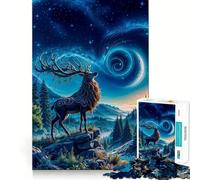 Mystical Deer Under Starry Sky 1000 Piece Jigsaw Puzzles for Adults Jigsaw Brain Play Relax Mind Sharp Edge Premium Gift (38x52cm)