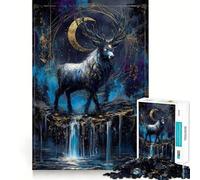 Mystical Deer with Crescent Moon 1000 Piece Jigsaw Puzzles for Adults Teenagers Clear Logic Toy Relax Time Perfect Cut Santa Wish Item (50x75cm)