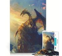 Mystical Dragon On A Cliff 1000 Piece Jigsaw Puzzle for Teenagers Memory Gain Soothing Fun Design Assembly Elegant Gift (38x26cm)