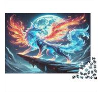 Mystical Dual Winged Wolf Jigsaw Puzzle for Adults 1000 Piece Jigsaw Puzzle Paper Fantasy Art Style Relaxation Focus Home Decor 70x50cm/1000pcs