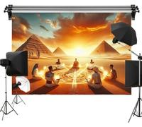 Mystical Egyptian Telepathy Backdrop - Ancient Pyramid Psychic Circle Energy Ritual Background for Photo Studio, Cosplay, Spiritual Shoots, 7x5ft