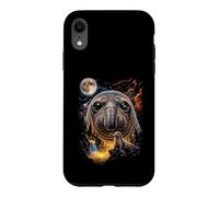 Mystical Elephant Seal Howling Full Moon Ocean Art Case for iPhone XR