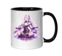 Mystical Elf Woman Meditating Peacefully Ceramic Tea Coffee Mug Black