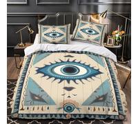 mystical eye 3D Print Duvet Cover 3-Piece Ultra-Soft Microfiber Durable vintage tribal design Comforter Cover 2 Pillowcases Hidden Zipper Machine Washable Kids Teens Bedroom Single（140x200cm）