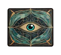 Mystical Eye Design Mouse Pad, Teal and Black Artistic Gaming Mousepad, Non-Slip Washable Desk Pad for Home and Office Use, Modern Style for All Seasons Square 8x10 Inch