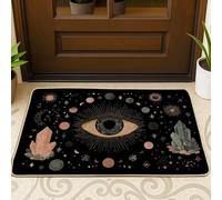 Mystical Eye Doormat, Black Crystal Door Mat for Outdoor & Indoor Entryway Gothic Decor, Rubber Waterproof Non-Slip Dust Absorbent Front Mats, Easy Clean 29x17 Inch