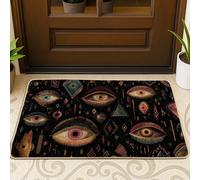 Mystical Eye Doormat, Colorful Geometric Design for Outdoor & Indoor Entrance Halloween Decor, Rubber Waterproof Non-Slip Dust Absorbent Front Mats, Easy Clean 29x17 Inch