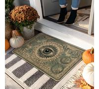 Mystical Eye Doormat, Vintage Green Welcome Mat for Halloween & Autumn Entrance Home Decor, Rubber Waterproof Non-Slip Dust Absorbent Front Mats, Easy Clean 29x17 Inch