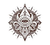 Mystical Eye in Geometric Mandala Intricate Tribal Tattoo Design Fine Carving Stickers 67.2x73.3cm Waterproof Coffee